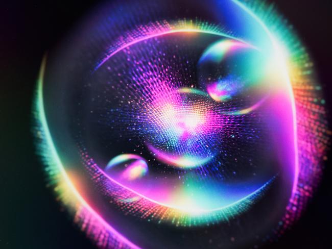 Abstract background God's Eye - 3d rendered image from my background series "Absolute". Concept of Tantra Energy. New age, dao, chakra, aura, yoga. Horizontal image with centered point of interest. Multi-color. Order from chaos. Nano particles, strings, Big Bang, Absolute, God concept.