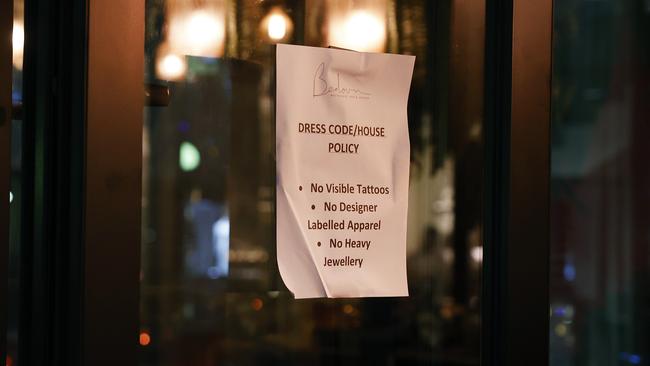 A note outlining the dress code was place out the front of the restaurant. Picture: Richard Dobson