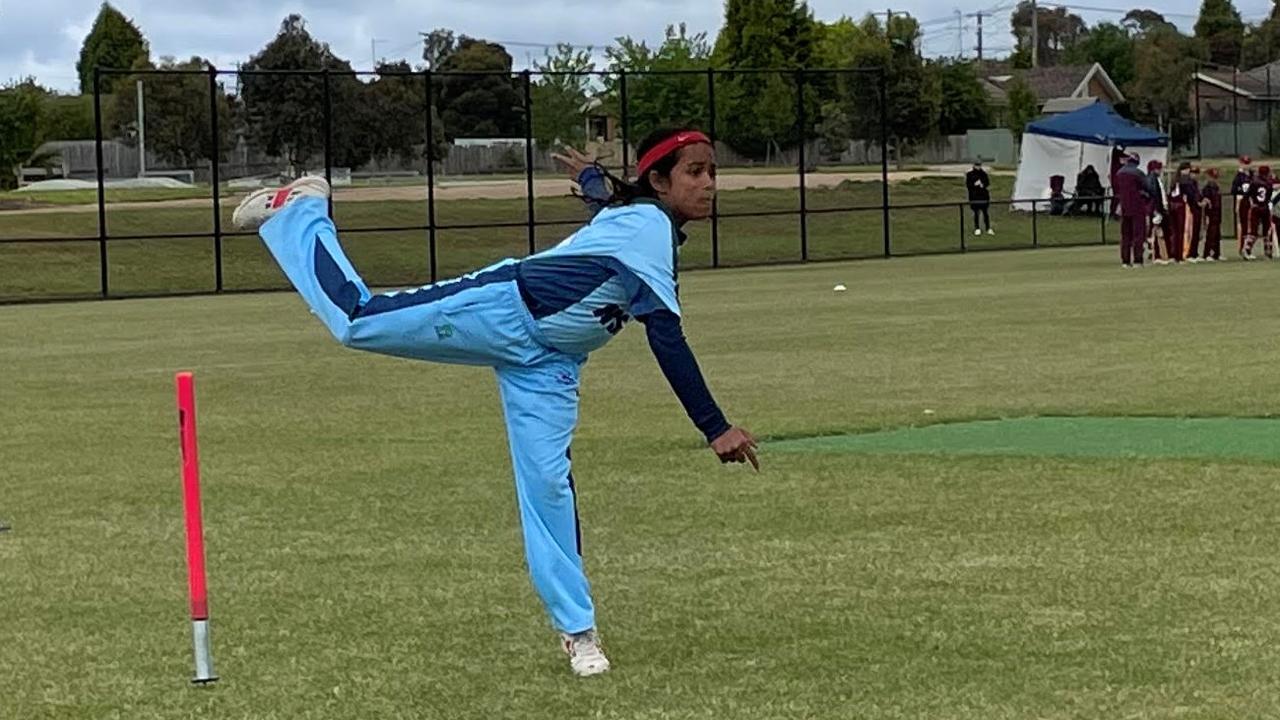 New South Wales player Yuhansa Jayakody bowls during warm up. Picture: Shane Jones.