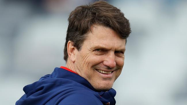 GEELONG, AUSTRALIA - AUGUST 27: Paul Roos, Senior Coach of the Demons looks on during the 2016 AFL Round 23 match between the Geelong Cats and the Melbourne Demons at Simonds Stadium on August 27, 2016 in Geelong, Australia. (Photo by Michael Willson/AFL Media/Getty Images)