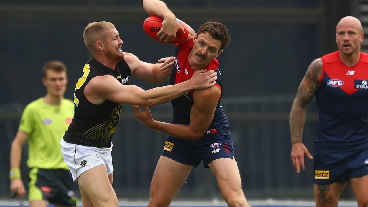 Melbourne defender Jake Lever is a fan of the new man-on-the-mark rule. Picture: Getty Images