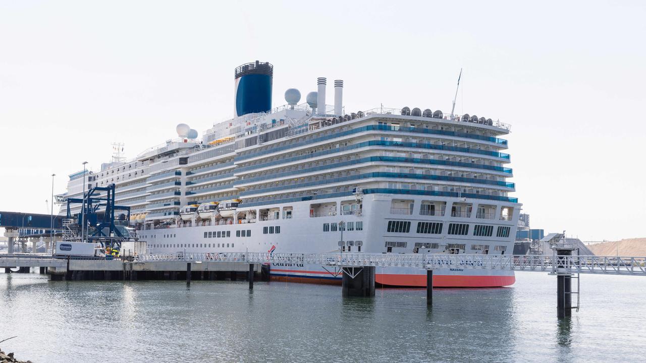 Carnival’s cruise ship at the terminal at Pinkenba. Picture: Lachie Millard