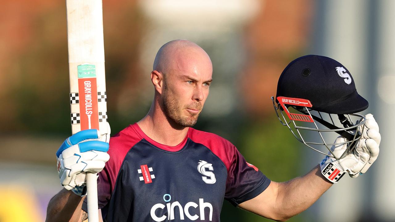 Lynn celebrates a century for Northamptonshire. Picture; David Rogers/Getty Images