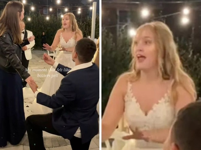 Woman gets proposed to at friend's wedding. Picture: TikTok