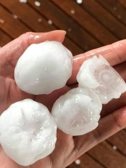 Some pieces of hail on Sunday were larger than golf balls.