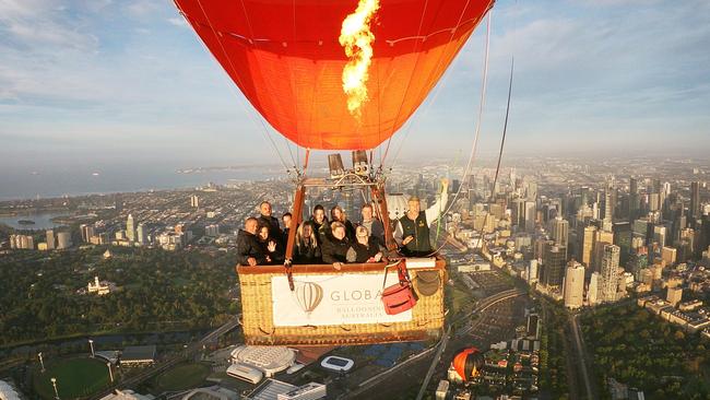 Global Ballooning Australia takes a group above Melbourne on Sunday.