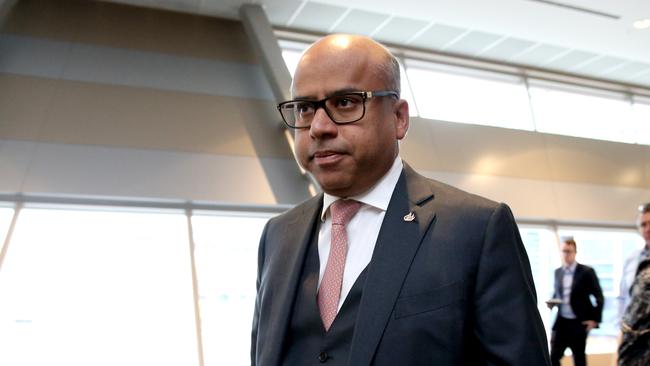 British Industrialist Sanjeev Gupta is seen before addressing the Energy Storage Conference at the Adelaide Convention Centre in Adelaide, Wednesday, May 23, 2018. Producing cheaper, lighter electric cars means Australia can again be a competitive vehicle manufacturer, a leading British industrialist says. Sanjeev Gupta, whose company, GFG Alliance, recently bought Whyalla's steelworks, has committed to producing small-scale electric cars in the country. (AAP Image/Kelly Barnes) NO ARCHIVING