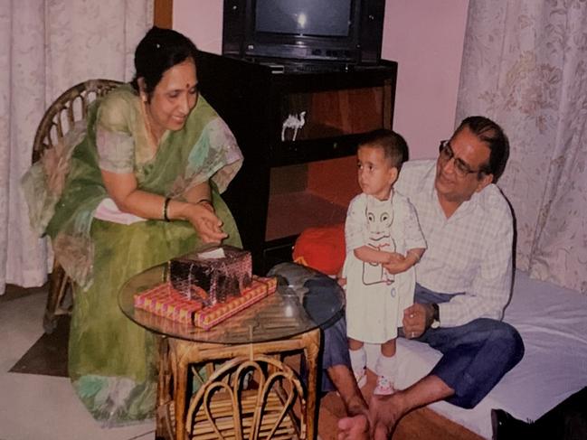 Angira as a kid with her grandparents in Lucknow. Picture: Supplied