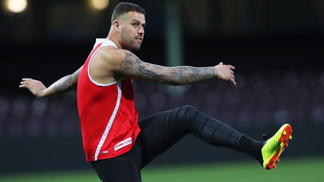 Lance Franklin went large against the Pies. Picture. Phil Hillyard