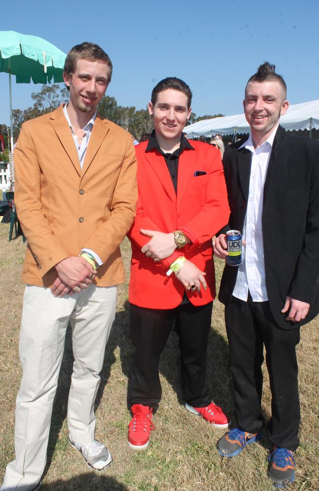 Ballina fashionistas in the Slipway Hotel marquee at the Ballina Cup (from left) Clay Widdows, Tommy Gibson and Brett Elliot.