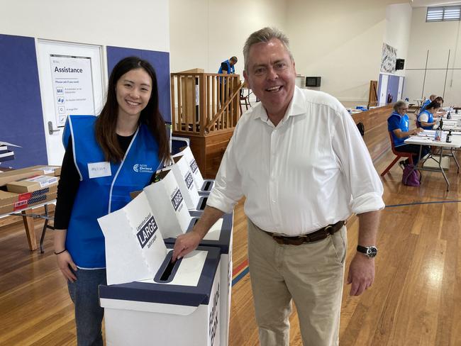 Anthony Roberts voting in the north shore at Lane Cove.