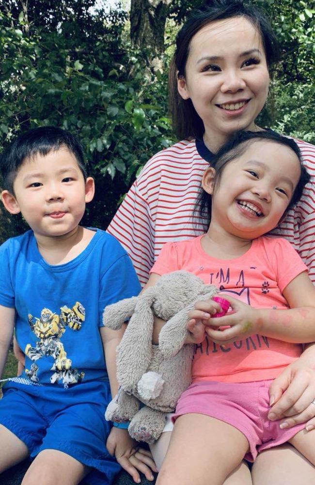 Samuel Li's wife and their five-year-old son and three-year-old daughter. Picture: Supplied