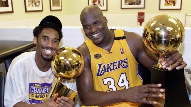 O’Neal and Kobe Bryant (left) won three titles with the Lakers. Photo: AFP