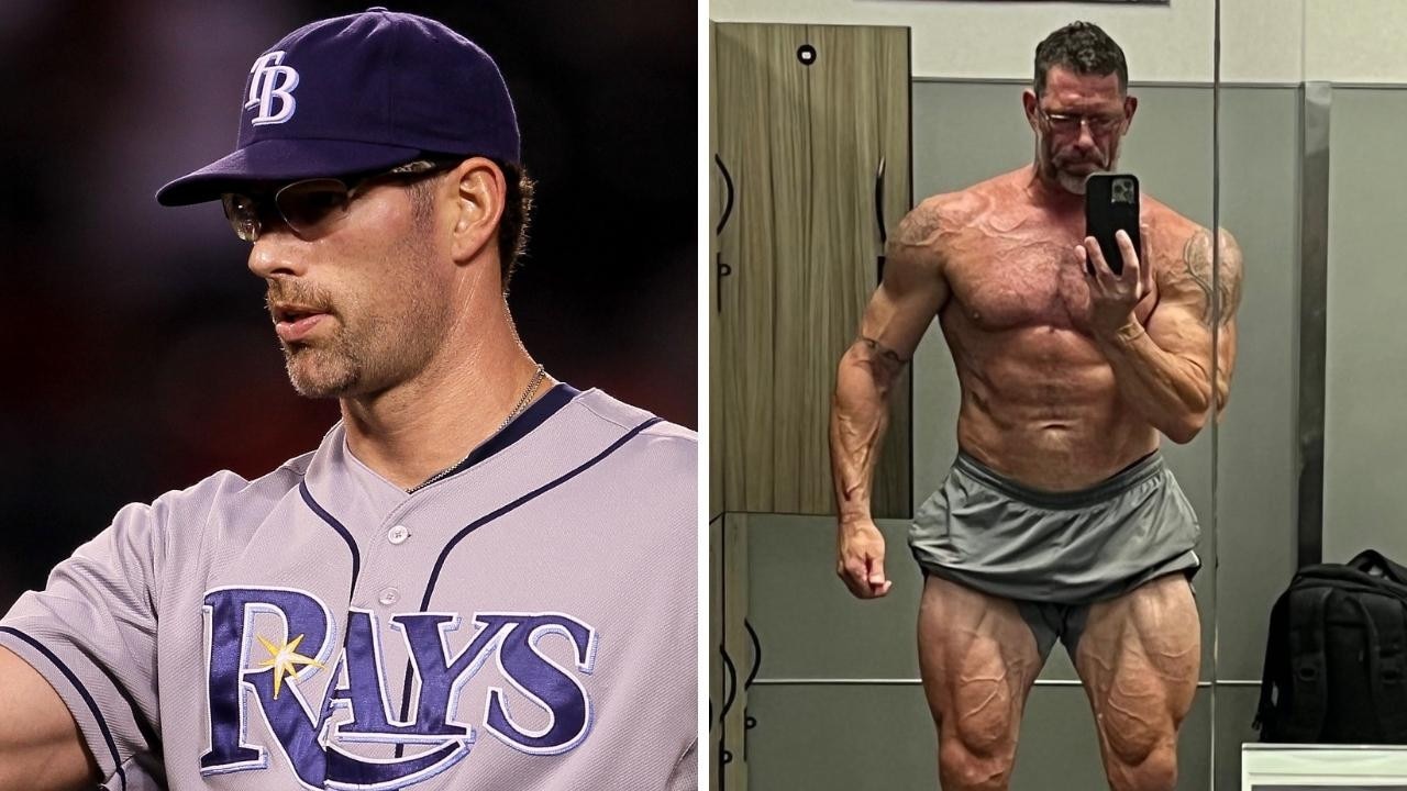 Kyle Farnsworth then and now. Photo: Twitter, @24_7Farnsworth, Getty, Stephen Dunn.