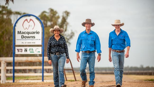 Marching on: Chantal and Anthony Winter, with their son Jacob, 15, at Leyburn in Queensland. 