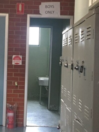 The external doors of the existing toilet facilities at Golden Grove High School have been removed. Picture: Supplied