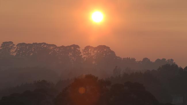 Burn off smoke around Mt Dandenong. Picture: David Crosling