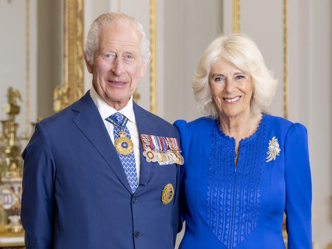 A supplied image obtained on Monday, July 15, 2024, shows the official Australian portrait of His Majesty King Charles III and Queen Camilla at Buckingham Palace in London, England. Picture: NewsWire / Supplied by Millie Pilkington, Buckingham Palace, via the Department of the Prime Minister and Cabinet