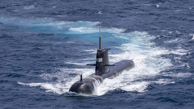 The sharing of technology for a nuclear-powered submarine fleet to be built and based in Australia is at the heart of the AUKUS pact. Picture: POIS Yuri Ramsey/Australian Defence Force via Getty Images