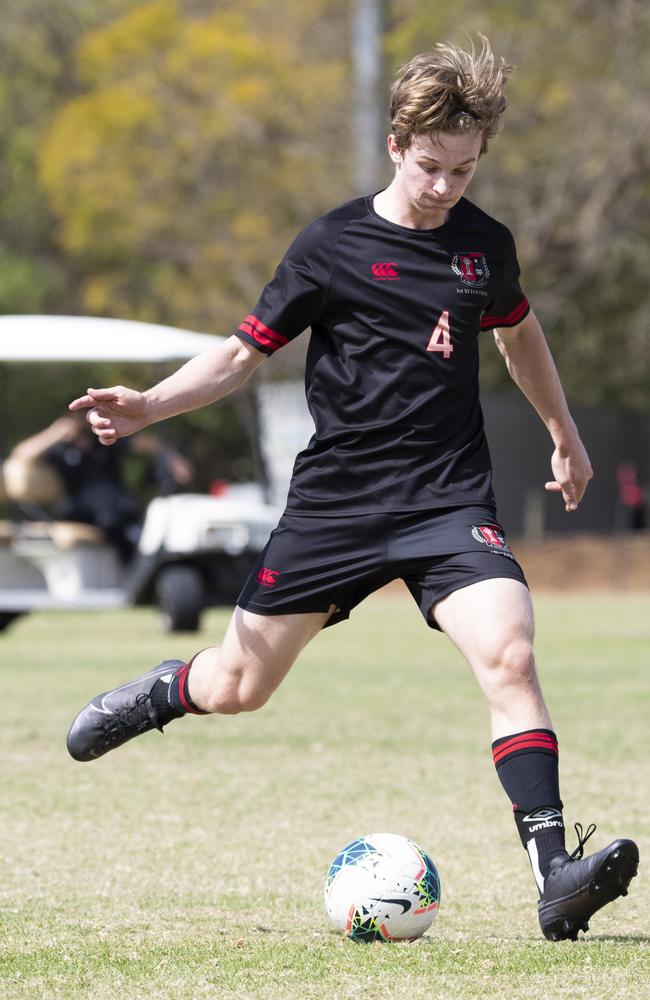 GPS First XI Football. St Joseph's Gregory Terrace vs The Southport School. GT #4 Archie Hanson. 5 September, 2020. Picture: Renae Droop