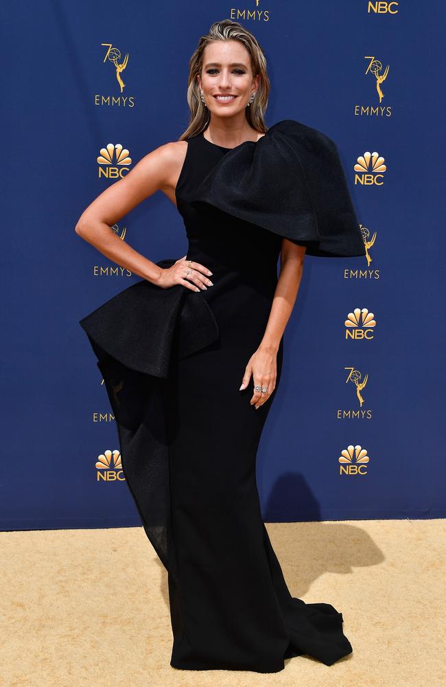 Aussie TV host Renee Bargh opts for a dramatic dress. Picture: Getty