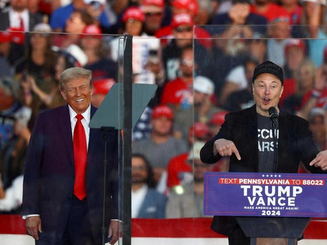 Musk speaks at a rally for President Donald Trump during his campaign last fall. Picture: Carlos Barria/Reuters