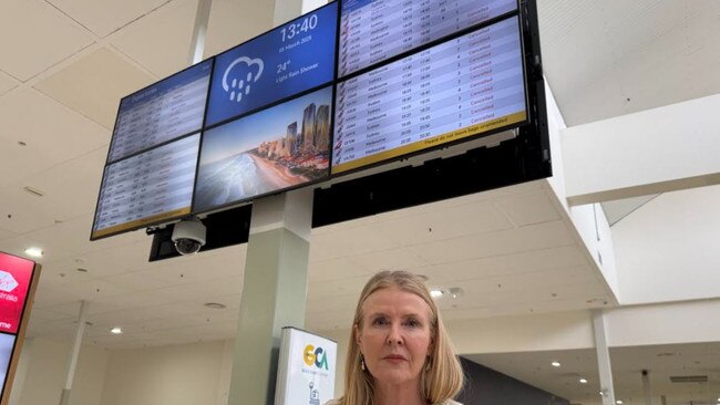 Gold Coast Airport chief operating officer Marion Charlton at the Gold Coast Airport on Wednesday ahead of its 4pm closure. Picture: Andrew Potts