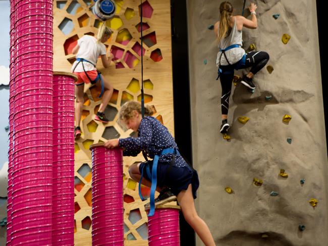 Send yourself up the wall on one of Latitude’s 14 rock climbing walls.