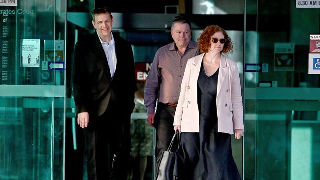 Allan McNevin, left, and Vanessa Ientile leave Brisbane Magistrates Court on Monday after giving evidence at the DNA Inquiry. Picture: NCA NewsWIRE / John Gass