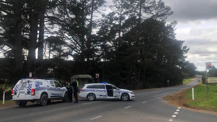 Police have blocked off Frankston-Flinders Rd, near the corner of Nelson St. Picture: Sophie Welsh