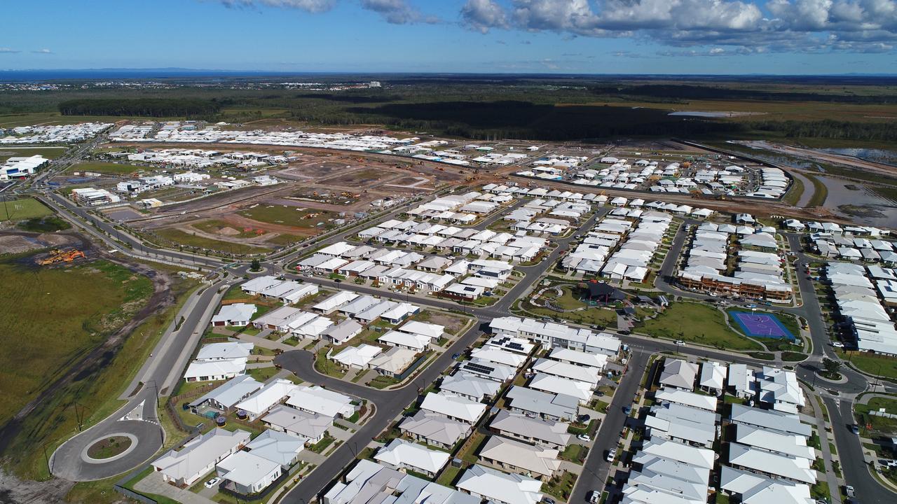 Aerial photos of the housing development at Aura on the Sunshine Coast.