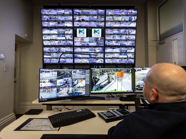 Eagle-eyed operators scan the live feeds of more than 250 cameras to stop crime in its tracks. Picture: Jake Nowakowski