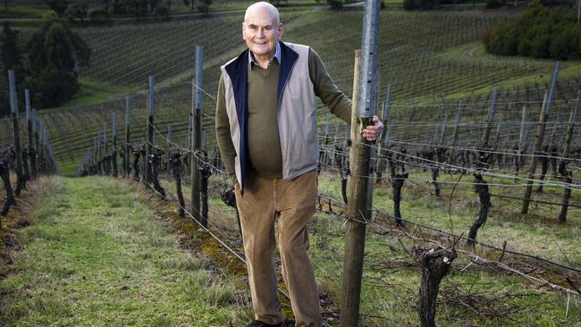 Wine writer James Halliday at his Yarra Valley winery Coldstream Hills. Picture: Sarah Matray