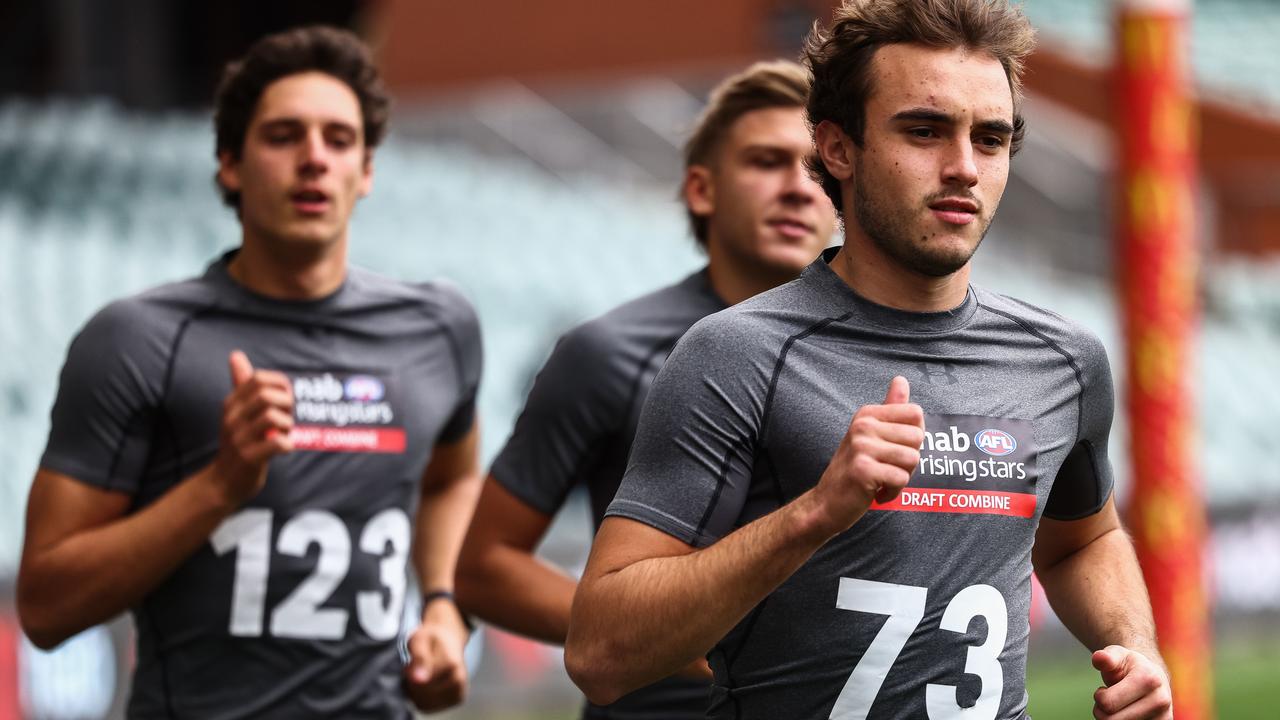 Adelaide father-son prospect Luke Edwards takes part in 2020 AFL Draft combine testing in Adelaide. Picture: AFL Photos