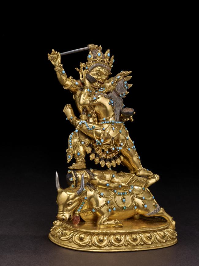 Raktayamari in union with Vajravetali, Tibet, 1500s–1600s. ©The Trustees of the British Museum