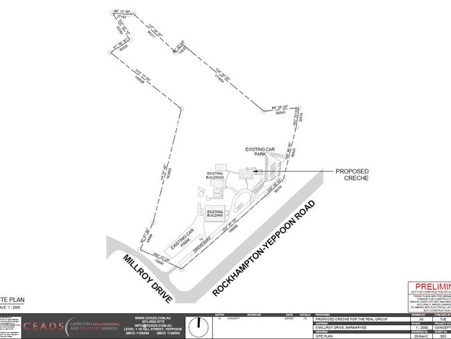 Site plan by CEADS for the proposed creche at the Coal Train training facility at Barmaryee.