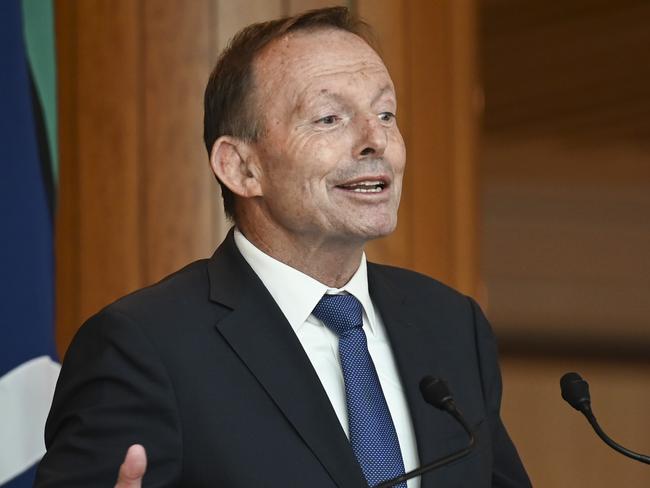 CANBERRA, AUSTRALIA - NOVEMBER 30:  Tony Abbott attends his Portrait reveal in the Members Hall at Parliament House in Canberra. Picture: NCA NewsWire / Martin Ollman