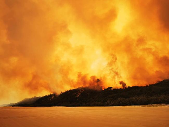 The wildfire burning on Fraser Island last year