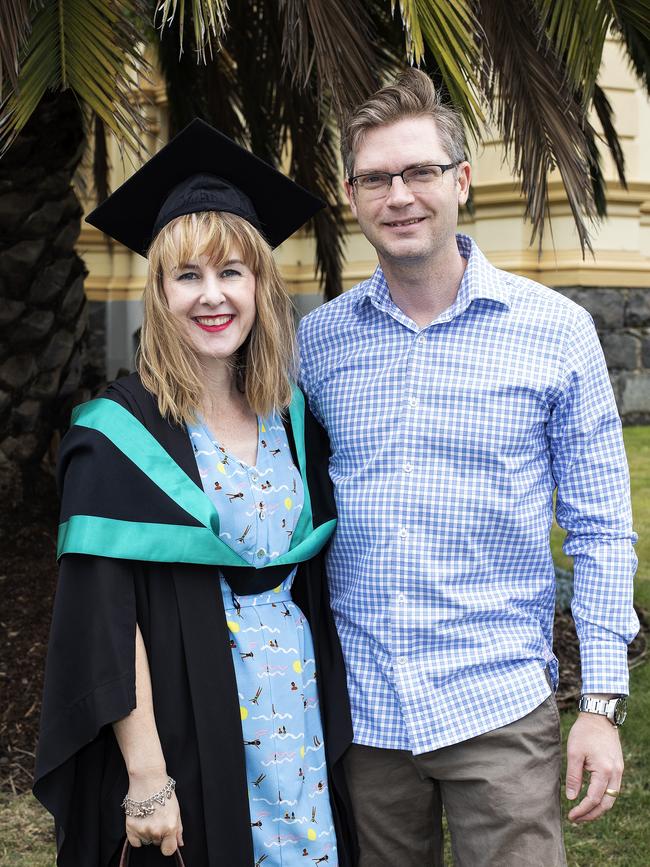 Amy Magnusson and Greg Tredwell at the UTAS Graduation at Launceston. PICTURE CHRIS KIDD