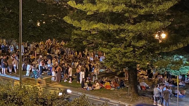 A photograph, taken by a resident, of a crowd in East Esplanade Park on a recent Friday night. Picture: Supplied