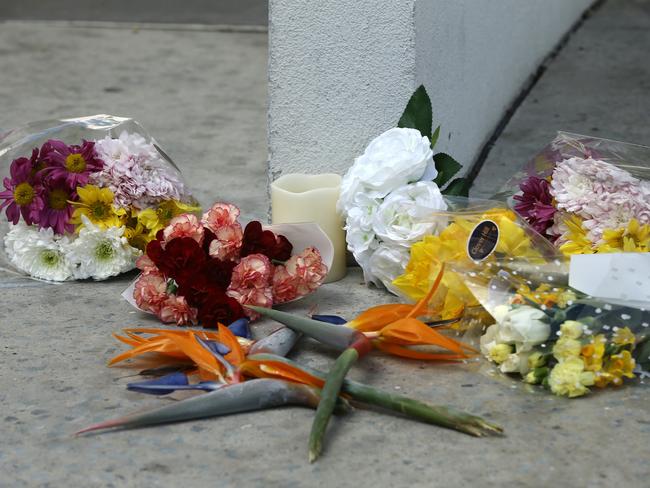 Flowers left at the scene of Warriena Wright’s death.