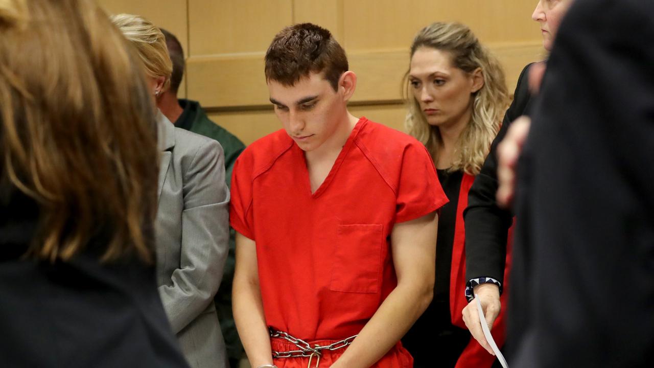 Nikolas Cruz appears in court for a status hearing as he faced 17 charges of premeditated murder in the mass shooting at Marjory Stoneman Douglas High School. Picture: EPA/Mike Stocker/Pool 