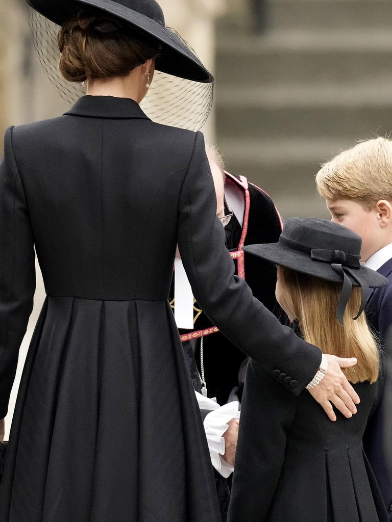 Their little brother Louis was deemed too young to attend. Picture: Christopher Furlong/Getty Images