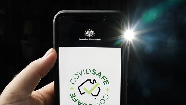 An iPhone displays the COVIDSafe app. Picture: AAP.