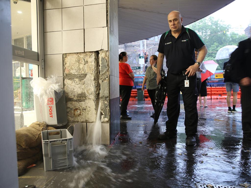 The low hits Sydney at Sunrise . Woolworths at Town hall station is flooding .picture John Grainger