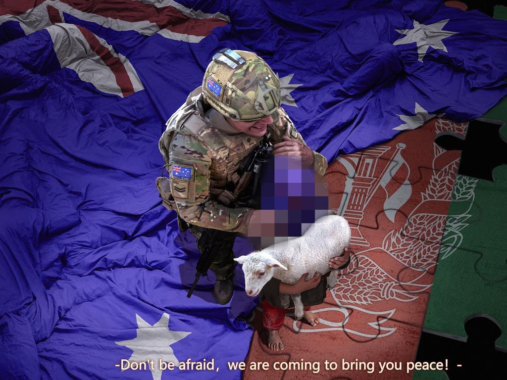 He posted this fake image of an Australian soldier holding a knife at the throat of a child and said China condemned the murder of Afghan civilians