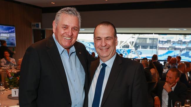 Daily Telegraph. 08, September, 2022. Ray Hadley and Tony V'Landys, at the Daily Telegraph NRL Finals Lunch, at Allianz Stadium, Moore Park, today. Picture: Justin Lloyd.