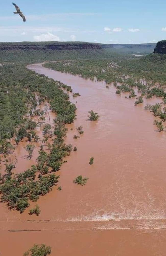 Victoria River Bridge flooded during the March 2023 floods. Photo: Katherine Times