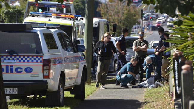 A dramatic arrest has unfolded in Toowoomba's CBD after a police chase involving a stolen car took place on Thursday, June 15, 2023. Picture: Rhylea Millar