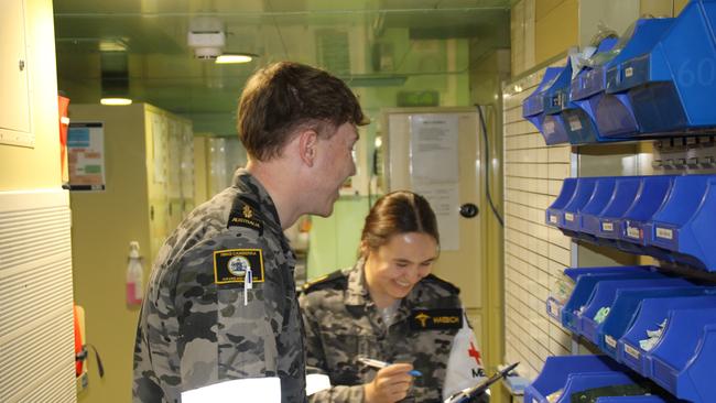 Able Seaman Koen Giblett and Able Seaman Danni Haebich, both 23, joined the Navy to become medics and find adventure. Picture: Charles Miranda